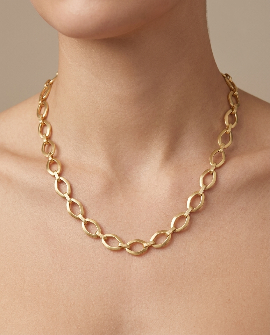 14KT Yellow Gold Necklace 18" on model