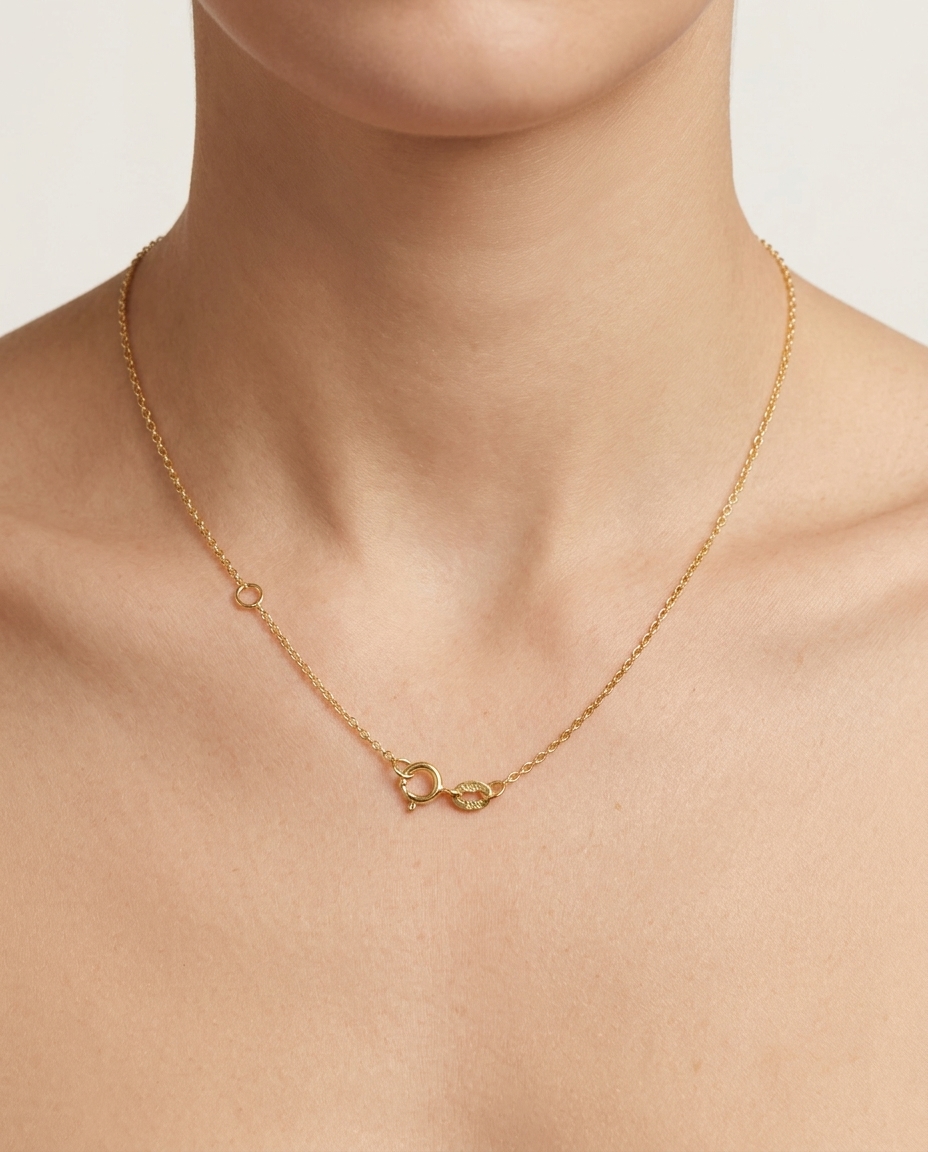 14KT Gold Necklace on model