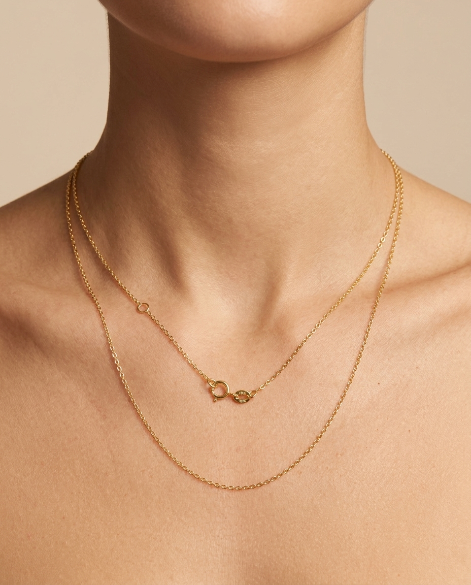 14KT Gold Necklace on model