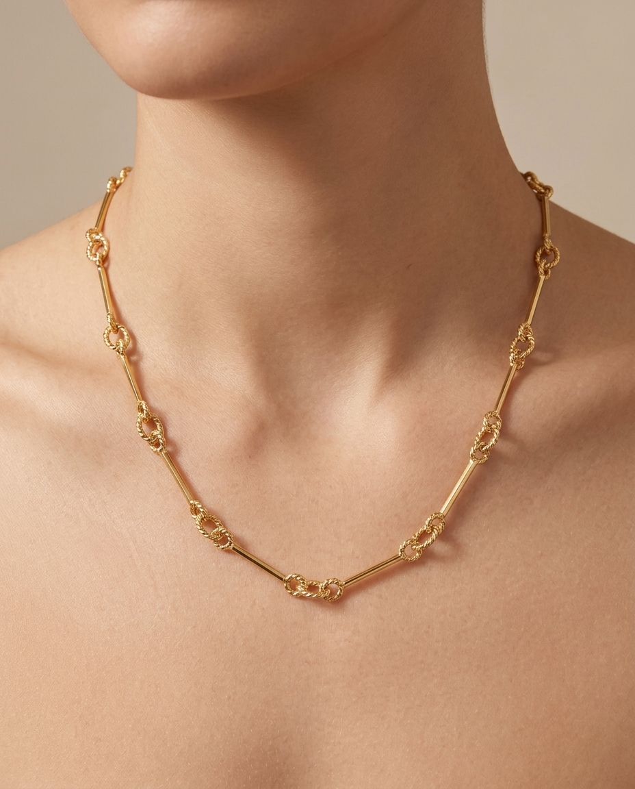 14KT Yellow Gold Necklace on model