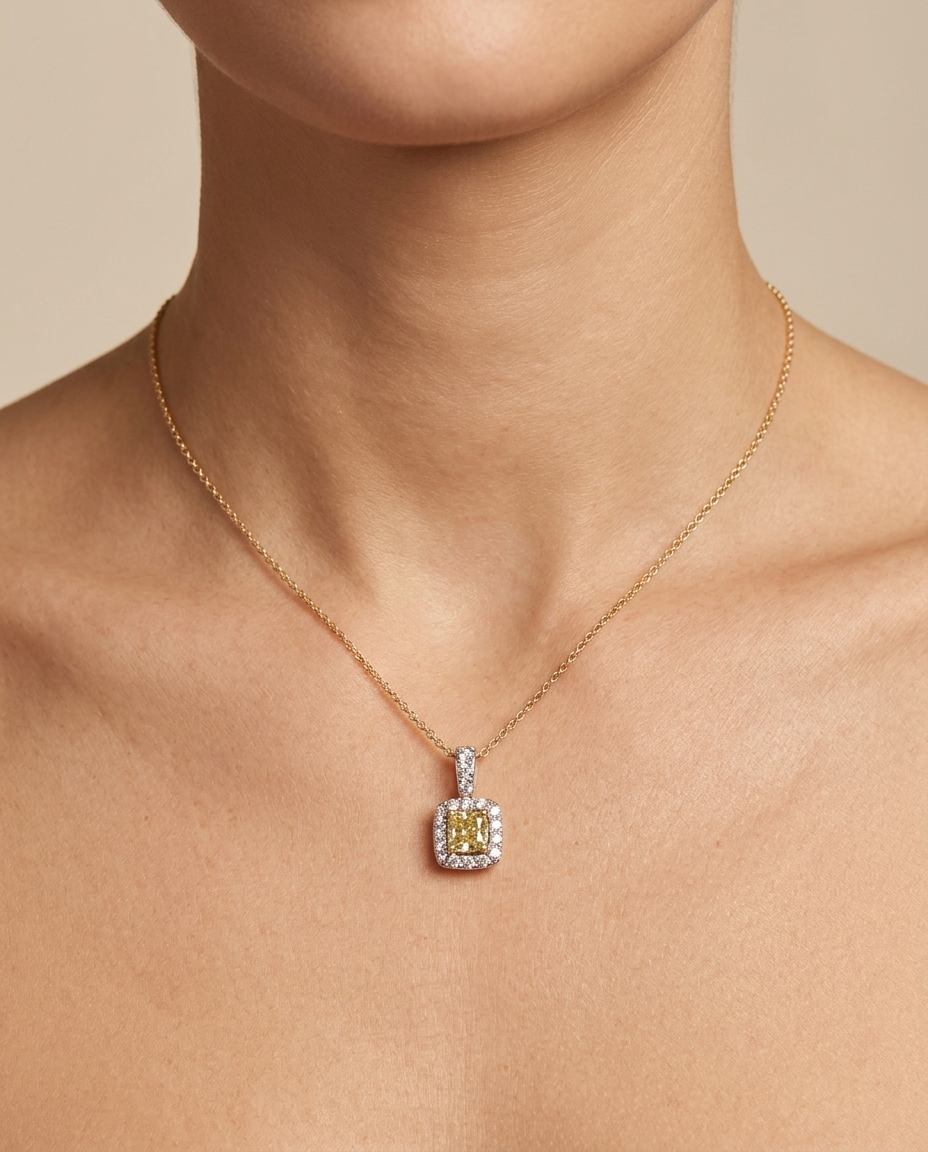 14KT Yellow Gold Diamond and Yellow Diamond Necklace view 2