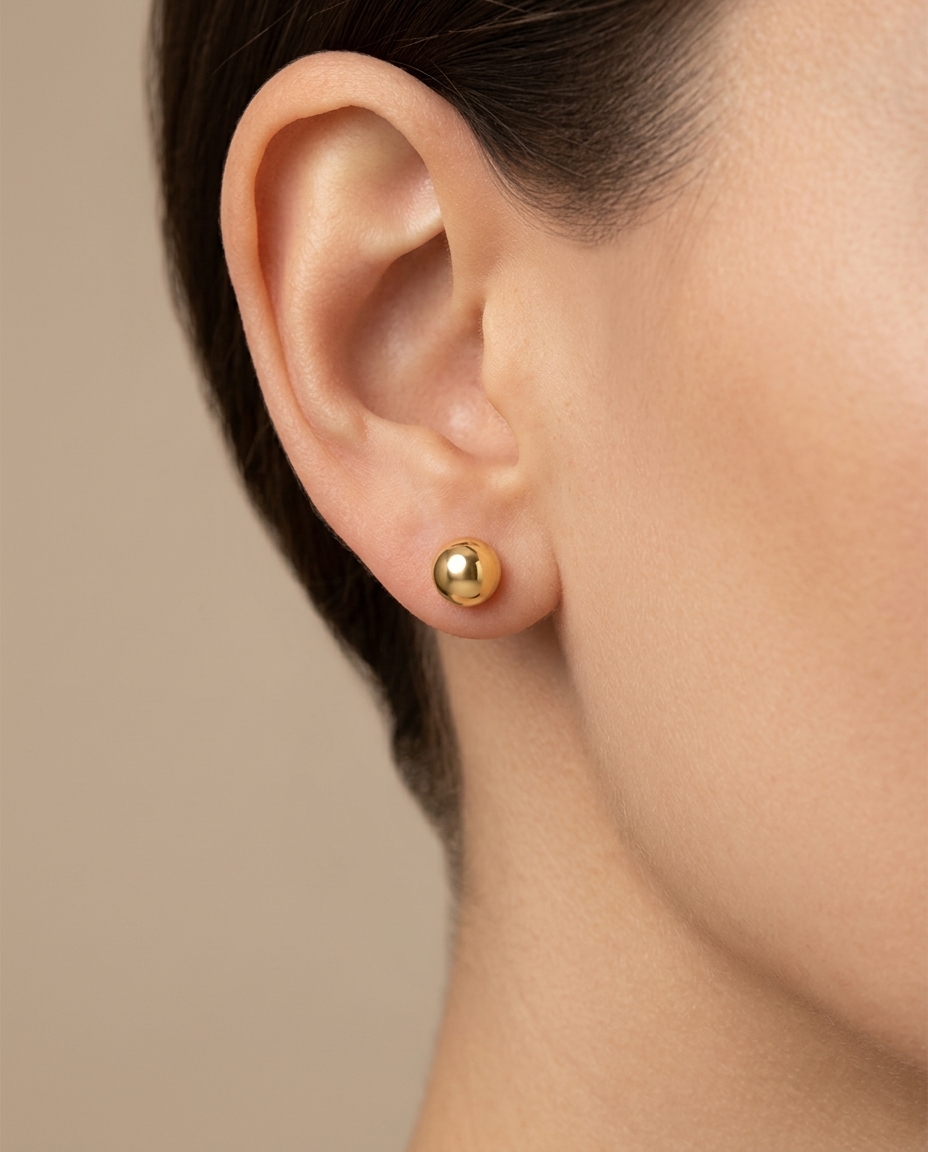 Ball Earring in Yellow Gold on model