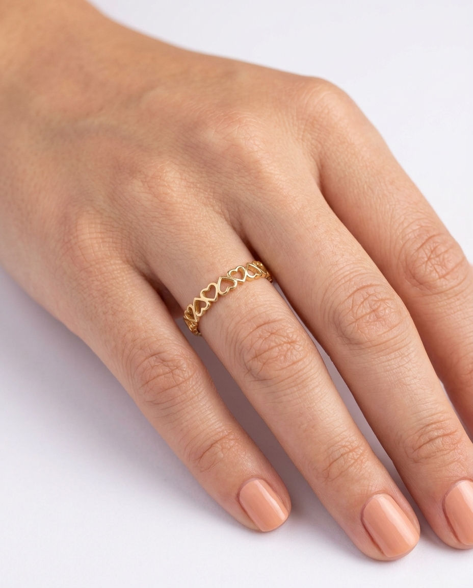 Plain Ring in Yellow Gold on model