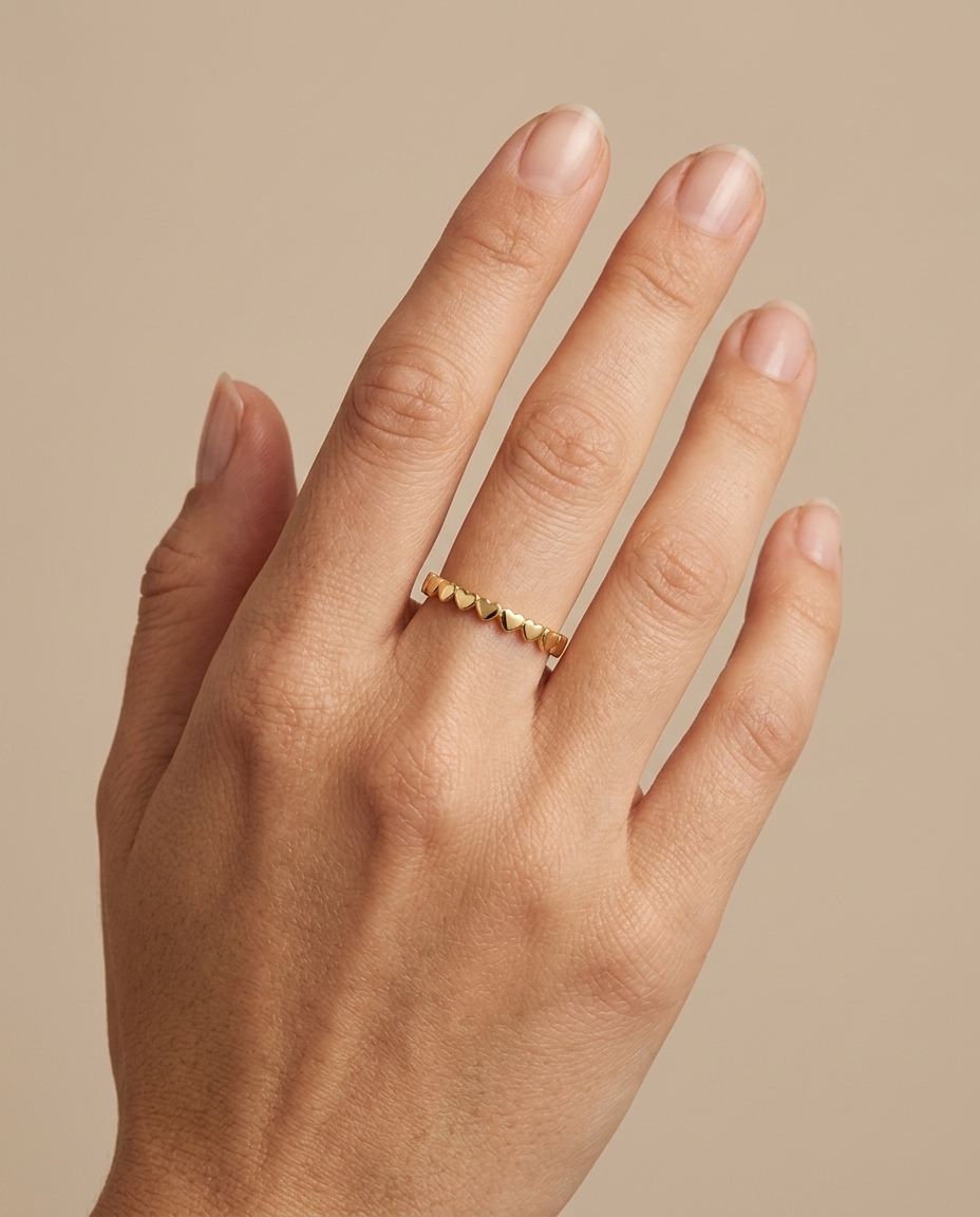 Plain Ring in Yellow Gold on model