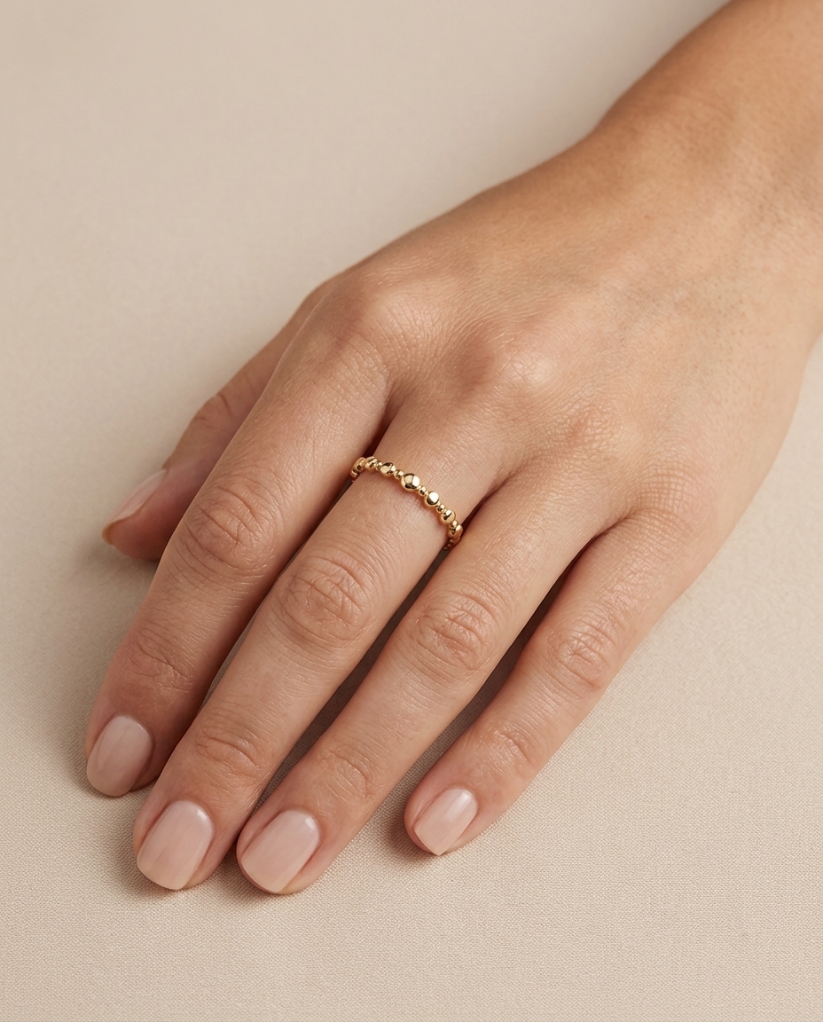 Plain Ring in Yellow Gold on model