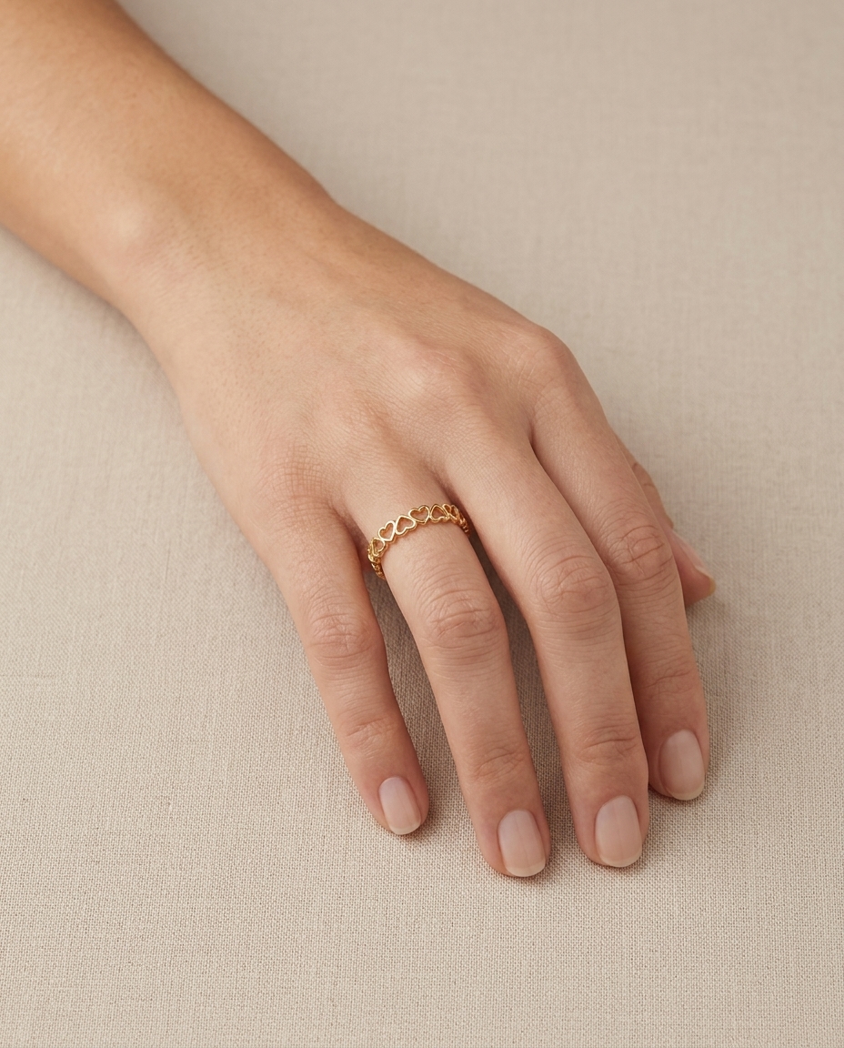 Plain Ring in Yellow Gold on model