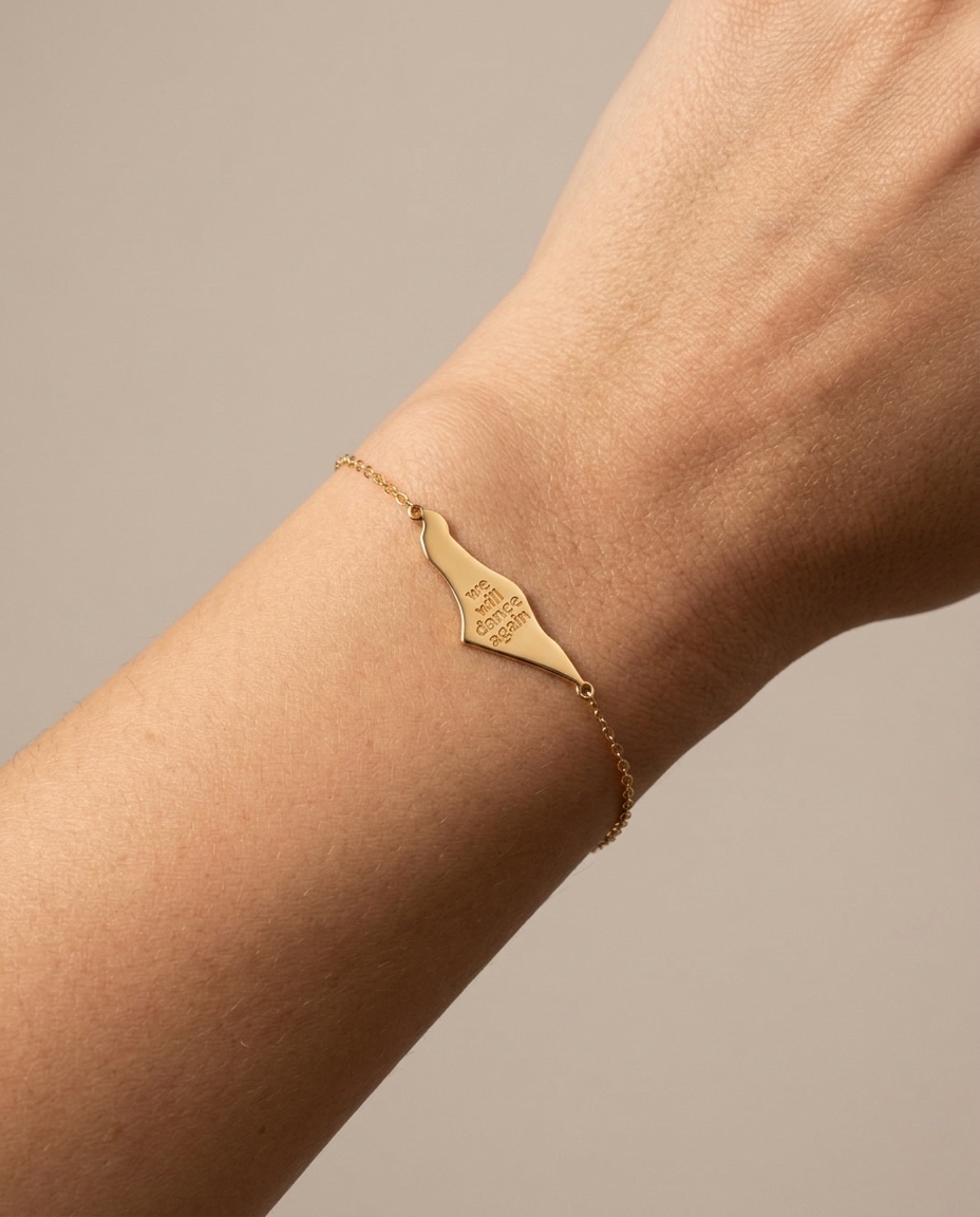 We Will Dance Israel Bracelet in Yellow Gold on model